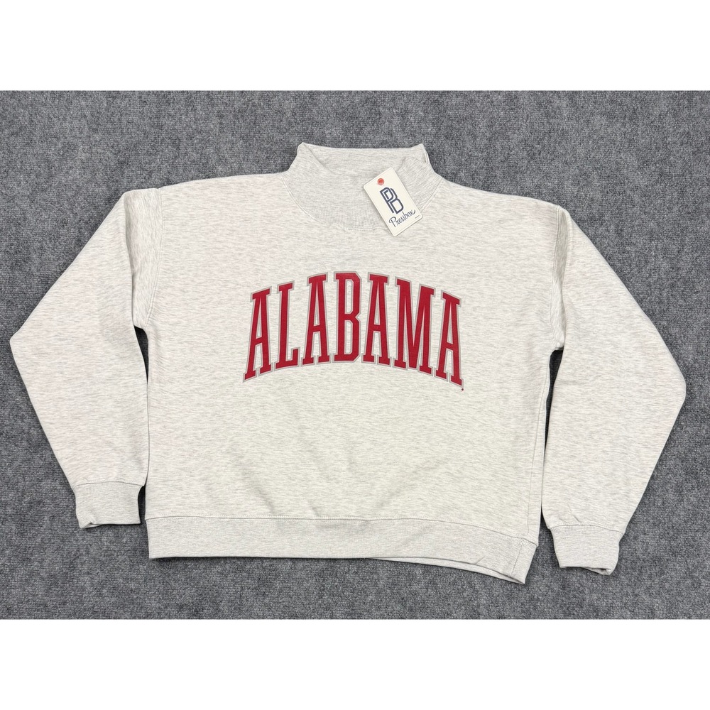 Pressbox Alabama Crimson Tide Mock Neck Sweatshirt Ash Grey Medium NWT